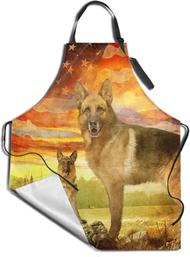 Vista 10 de Delantal impreso delantales de pintura de poliéster con bolsillo para cocinar cocina a la parrilla adultos