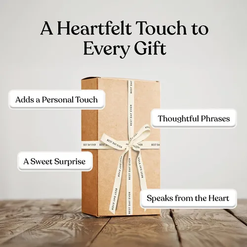 Vista 4 de Cinta de algodón en espiga personalizada, cinta de regalo natural de 5/8 pulgadas con frase impresa Best Day, 10 yardas