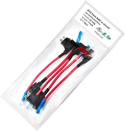 Vista 4 de Chanzon 5 piezas 12 awg Adaptador de llave de fusible de circuito adicional ATC/ATO/Soporte de fusible estándar para 35A Automotriz Coche Motocicleta
