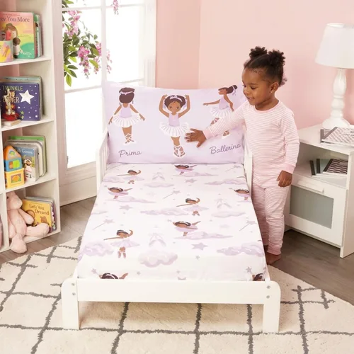 Vista 2 de EVERYDAY KIDS Juego de sábanas de bailarina afroamericana para niños pequeños