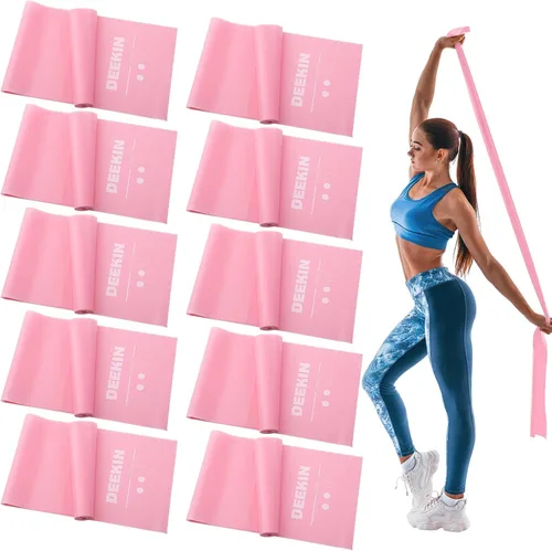 Vista 10 de DEEKIN Juego de 10 bandas de resistencia profesionales para ejercicio, sin látex, para pilates, terapia física, entrenamiento de fuerza, yoga