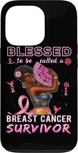 Vista 10 de iPhone 13 Pro Max Camisas afroamericanas contra el cáncer de mama para mujeres Blessed Survivor Case