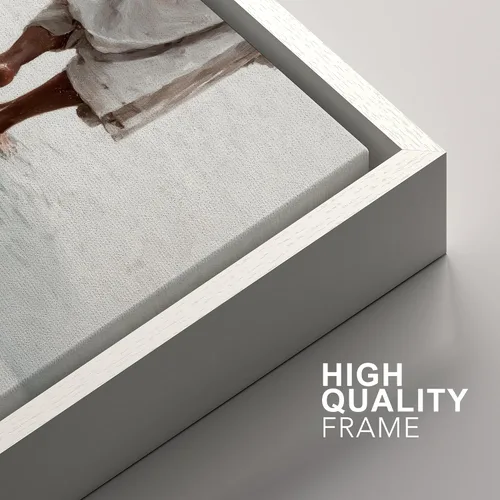 Vista 97 de SIGNFORD - Set de obras de arte en lienzo enmarcado para pared, ilustraciones abstractas de neblina del desierto en tonos neutros beige y marrón