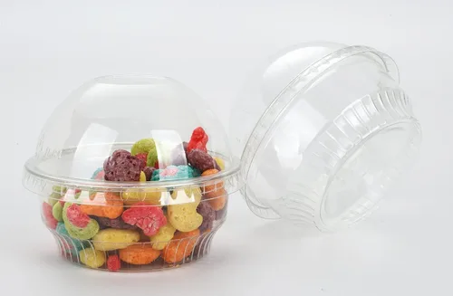 Vista 4 de Golden Apple, 3.5oz-30sets de vasos de plástico transparente para helado, tazas de postre, cuenco de aperitivos con tapas de cúpula sin agujero