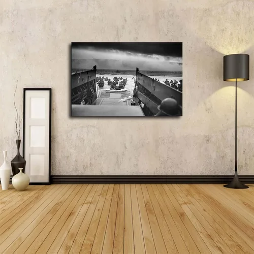 Vista 2 de Historical Battles - Póster retro en blanco y negro del día D, cuadro estético moderno, arte de pared, decoración de oficina en casa, pintura