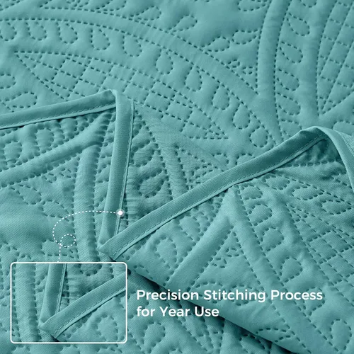 Vista 4 de VEEYOO 3 Pieces Bedspread Oversized Queen - Ultrasonic Embossing Lightweight Quilt Set, Soft Microfiber Reversible Coverlet for All Seasons