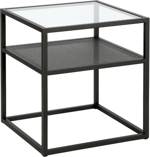 Vista 8 de Nellie - Mesa consola rectangular de 55 pulgadas de ancho con estante de metal en bronce ennegrecido Two-tier design with glass top adds stylish