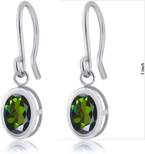 Vista 134 de Gem Stone King Aretes colgantes de plata de ley 925 de 0.276 x 0.197 in con piedra natal ovalada de alambre francés para mujer