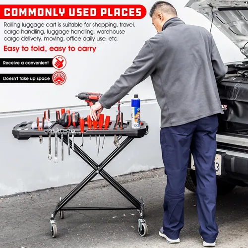 Vista 4 de Powerbuilt Mesa de trabajo ajustable con soportes para herramientas y función de plataforma convertible, multiuso, hogar, garaje, lugar de trabajo
