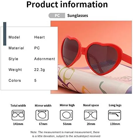 Vista 6 de Dollger Gafas de sol de corazón con efecto cardíaco accesorios para festivales luces de rave gafas regalo de amor Negro