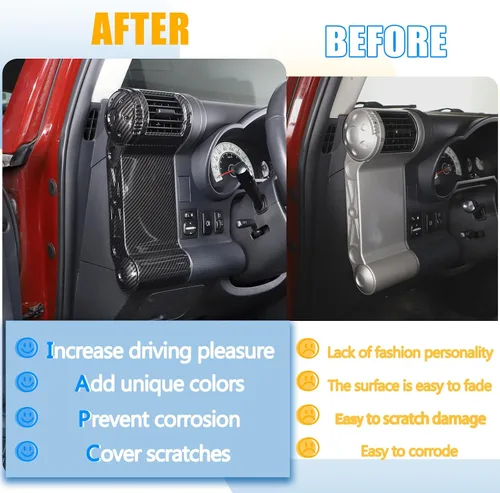 Vista 2 de Panel decorativo de marco de salida de aire lateral de tablero de automóvil ABS para Toyota FJ Cruiser (XJ10) 2007-2022, kit de ventilación de aire