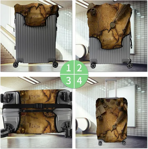 Vista 5 de FUYOCWE Fundas de equipaje para maleta, aprobadas por la TSA, protector elástico lavable para maleta, se adapta a accesorios de viaje de 19 a 32