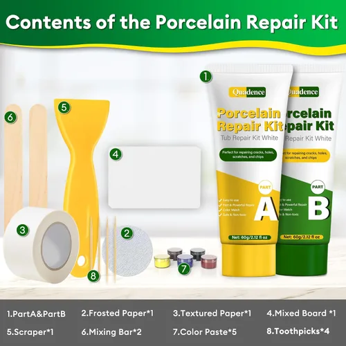 Vista 7 de Kit de reparación de porcelana para fregadero, kit de reparación de fregadero de porcelana, impermeable, para fibra de vidrio, porcelana, chip