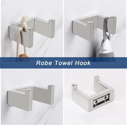 Vista 5 de NearMoon Juego de 4 accesorios de baño de acero inoxidable 304 - Toallero de 24 pulgadas + soporte para toallas de mano + soporte para papel