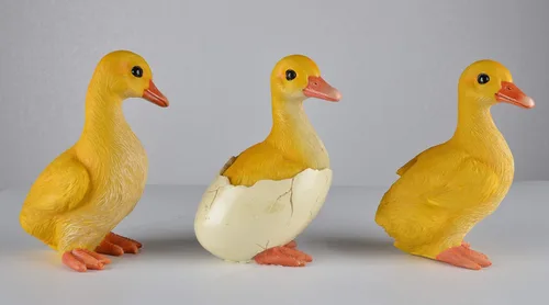 Vista 3 de JORAE Juego de tres decoraciones de jardín de patos, estatua de patitos para exteriores, 5 pulgadas, poliresina