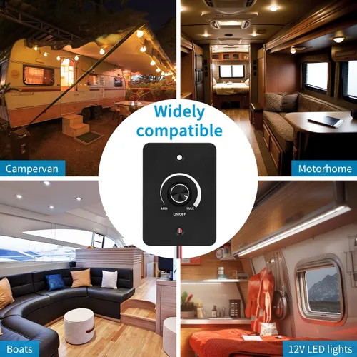 Vista 8 de RGBZONE Interruptor de atenuación LED de 12V, 5A 60W, regulador LED para vehículos recreativos, interruptor de atenuación PWM para autocaravanas