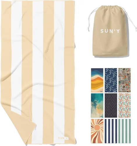 Vista 14 de SUN'Y Toalla de Playa de Microfibra Waffle – Sin Arena, Secado Rápido, Ultra Absorbente, Ligera y Compacta, Toalla de Viaje con Bolsa de Transporte