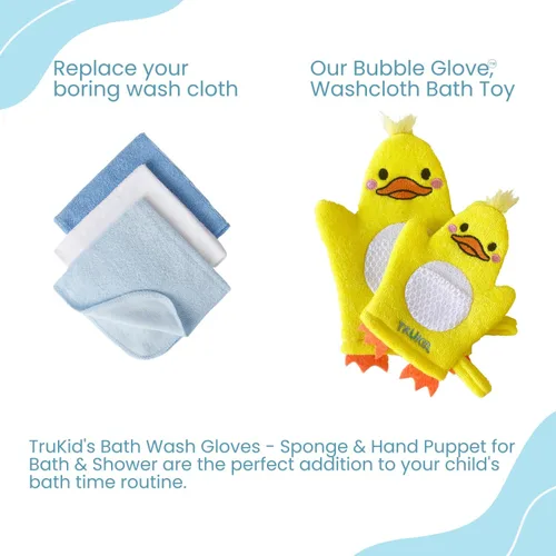 Vista 5 de TruKid Bubble Gum Bubble Podz & BubbleGlove Set – Cápsulas de baño de burbujas y 2 guantes de lavado para padres e hijos
