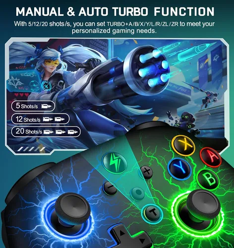 Vista 4 de Wireless Switch Controller for Nintendo Switch ControllerSwitch LiteSwitch OLED, Rgb Switch Pro controller for Windows PC IOS Android,Switch Remote
