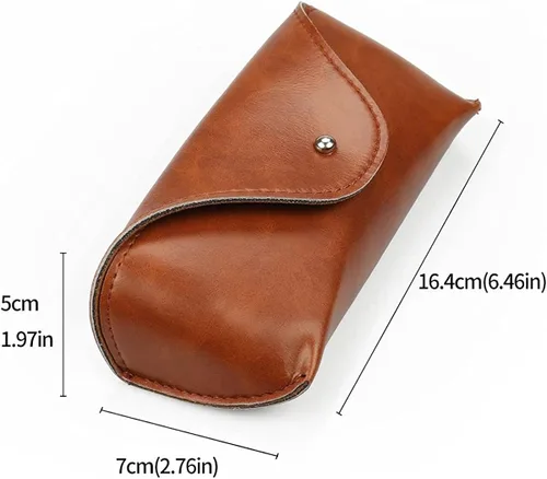 Vista 4 de Portable Leather Glasses CaseFlexible Sunglasses Pouch Slim Case for Women Men Horizontal Eyeglass Case