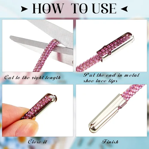Vista 4 de MTLEE Rhinestone Shoe Laces Bling Shoe Laces Rhinestone Diamond Hoodie String Glitter Cords for Sneakers with Aglets