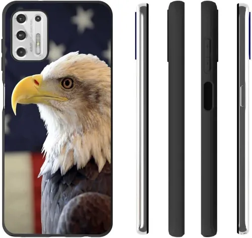 Vista 2 de Funda compatible con Moto G Stylus 2021, diseño gráfico retro de la bandera de Águila Americana de Estados Unidos para Moto Case Hombres y Niños