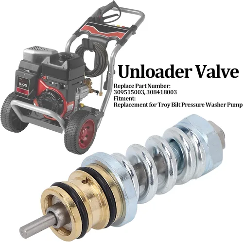 Vista 4 de Pissente Troy Bilt 309515003, 308418003 - Conjunto de válvula de descargador para bomba de lavado a presión Troy Bilt, aleación de acero + cobre