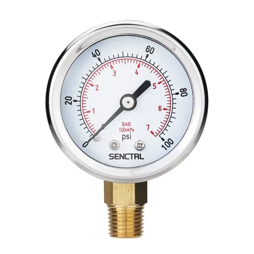 Vista 13 de SENCTRL - Medidor de presión de vacío de 30inHg, esfera de 2", NPT de 1/8, montaje inferior, estuche de acero inoxidable, resistente al agua
