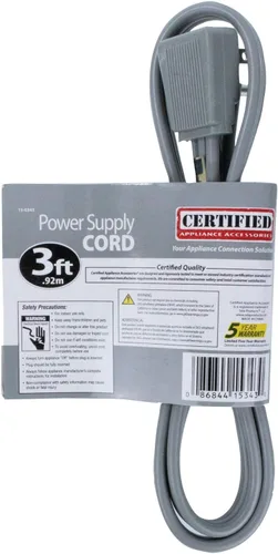 Vista 6 de Certified Appliance Accessories 15-0343 Cable de alimentación para electrodomésticos de 15 amperios, 3 pies, 3 cables, conexión a tierra, cabeza