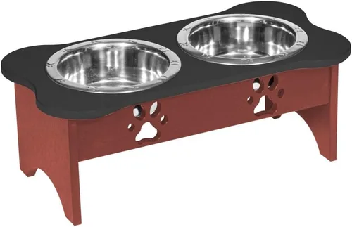 Vista 244 de Poly Lumber - Comedero doble de hueso mediano de 2 cuartos de galón, color negro