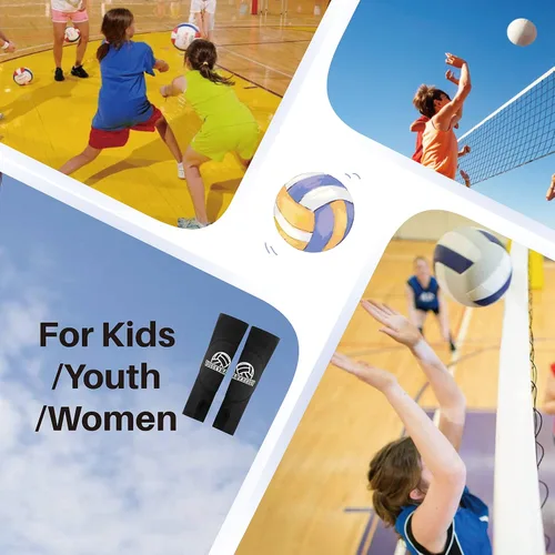 Vista 6 de Mangas acolchadas para brazos de voleibol para niñas, mangas acolchadas para antebrazo con orificio para el pulgar, almohadillas para brazos