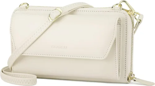 Vista 16 de nuoku Cartera RFID para Mujer Monedero Muñequera Bandolera Clutch con Cremallera Perimetral 2 Correas Negro