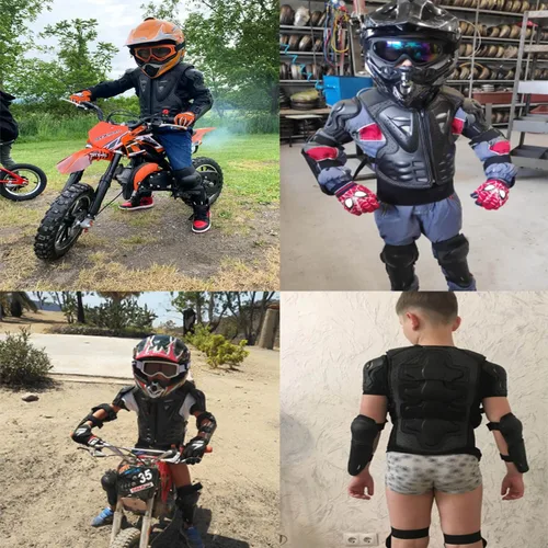 Vista 5 de Reomoto Rodilleras de motocross para niños, rodilleras de motocross, protección ajustable para motocicleta, protección contra golpes de rodilla