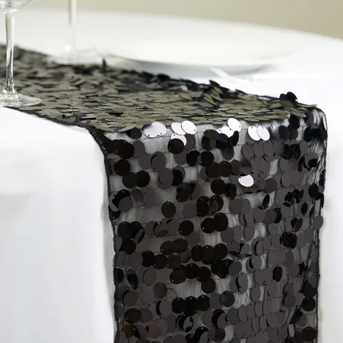 Vista 10 de Efavormart - Camino de mesa de restaurante de lentejuelas plateadas de alta calidad para bodas, banquetes de cumpleaños, decoración, ajuste Plata