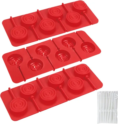 Vista 10 de Webake Moldes de piruleta de conejo para dulces de chocolate, 6 agujeros de silicona de conejo con palitos de piruleta, bonitos moldes de Pascua