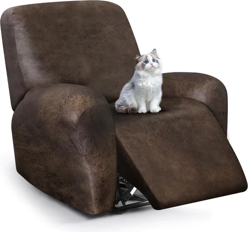 Vista 71 de ANARACHON Fundas para sillas reclinables con aspecto de cuero, funda elástica de 4 piezas, funda suave para silla reclinable, protector de muebles
