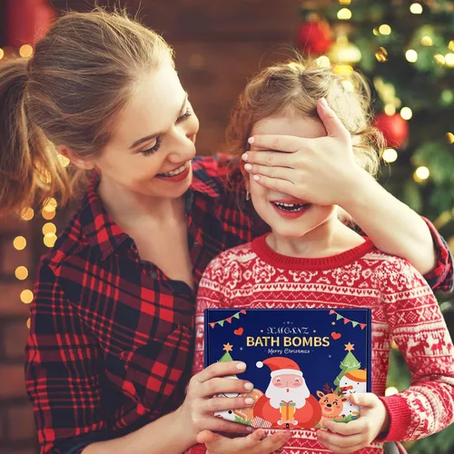 Vista 3 de Bombas de baño para niños, 6 paquetes de burbujas para árbol de Navidad para niños, regalos de Navidad para mujeres, adolescentes, regalos