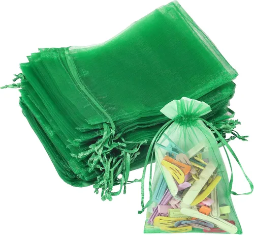 Vista 10 de Partyeah 50 bolsas de organza de 4 x 6 pulgadas, pequeñas bolsas de malla para joyas, bolsas con cordón para bolsas de regalo de organza de dulces