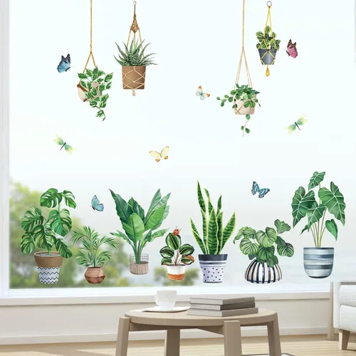 Vista 4 de decalmile Calcomanías reutilizables botánicas de cactus de plantas