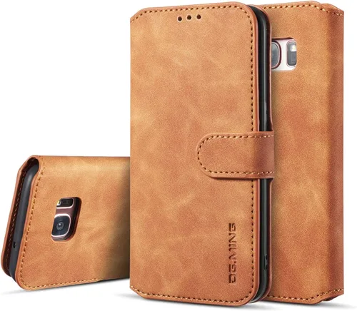 Vista 15 de UEEBAI Funda de cuero PU para Samsung Galaxy S7, Vintage Retro Premium Wallet Flip Cover TPU Inner Shell [Ranuras para tarjetas] [Cierre magnético]