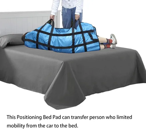 Vista 3 de Almohadilla posicionada para cama con asas de 48" X 40", protector de colchón para incontinencia, forro de ropa de cama con correas para fácil