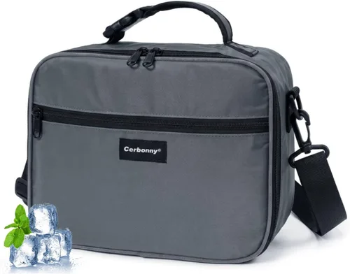 Vista 12 de Cerbonny Lonchera para niños, bolsa de almuerzo aislada para niñas y niños, poliéster duradero con forro de PEVA, correa de hombro ajustable, 10.8
