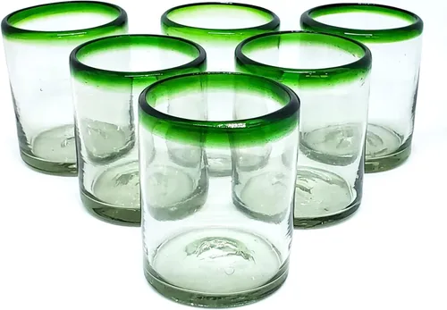 Vista 3 de Vasos de Martini con borde verde esmeralda de 10 onzas (juego de 6), vidrio reciclado, sin plomo, sin toxinas (Martini)