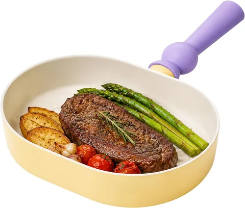 Vista 11 de Better Finger - Mini wok de 7 pulgadas con 2 boquillas de vertido, sartén para leche con revestimiento de cerámica antiadherente de 2.2 cuartos