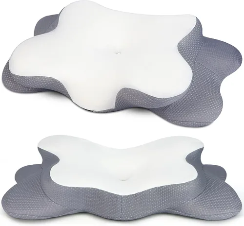 Vista 7 de Almohada cervical para el cuello para aliviar el dolor, almohada ergonómica para dormir de lado para apoyar el cuello, almohada refrescante