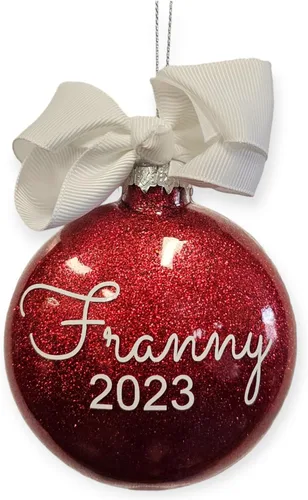Vista 20 de Adorno de Navidad personalizado relleno de purpurina hecho a medida, regalo ideal para fiesta de intercambio de regalos de oficina (Aqua)