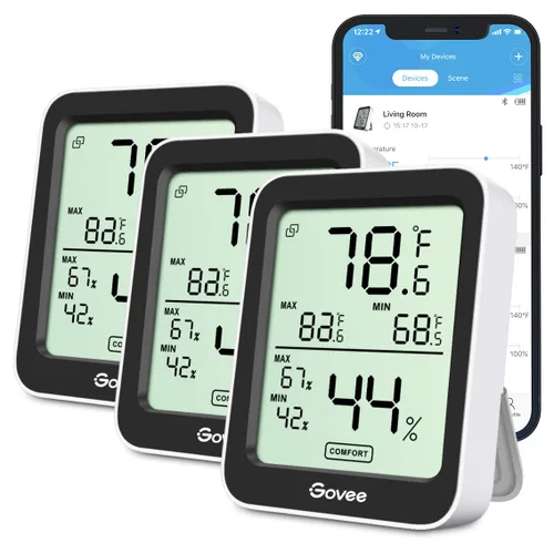 Vista 11 de Govee Higrómetro Digital Higrómetro Interior Termómetro de Habitación H5075, Medidor de Temperatura y Humedad Bluetooth con Control Remoto