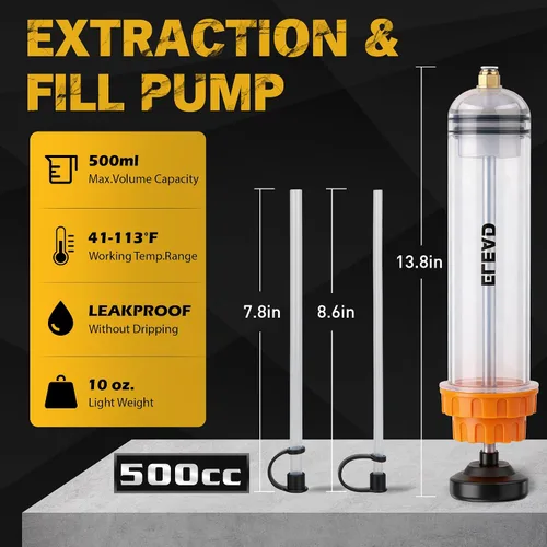 Vista 3 de ELEAD Bomba extractora de líquido de aceite de 500 cc, jeringa de aceite multiusos, extractor de jeringa fluida, transferencia de combustible al