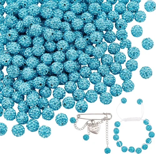 Vista 37 de PH PandaHall - 240 piezas de cuentas de strass en 24 colores, cuentas de cristal de 10 mm, cuentas de bola de discoteca con strass, cuentas