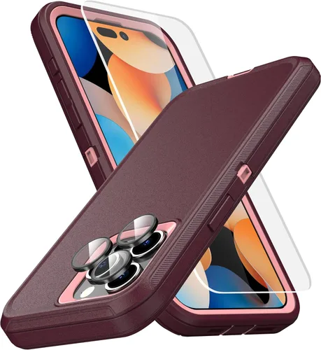 Vista 16 de MXX Funda de Alta Resistencia para iPhone 15 con Pantalla de Vidrio Templado, Protector de Lente de Cámara de 3 Capas, Protección Completa
